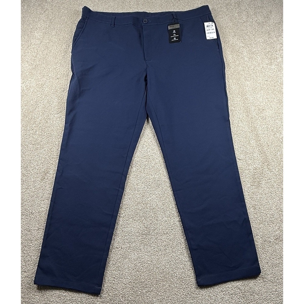 Alfani Tech Pants Mens 38x30 Blue Flat Front Stretch Straight